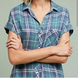 Cloth and Stone Short Sleeve Plaid Button Down